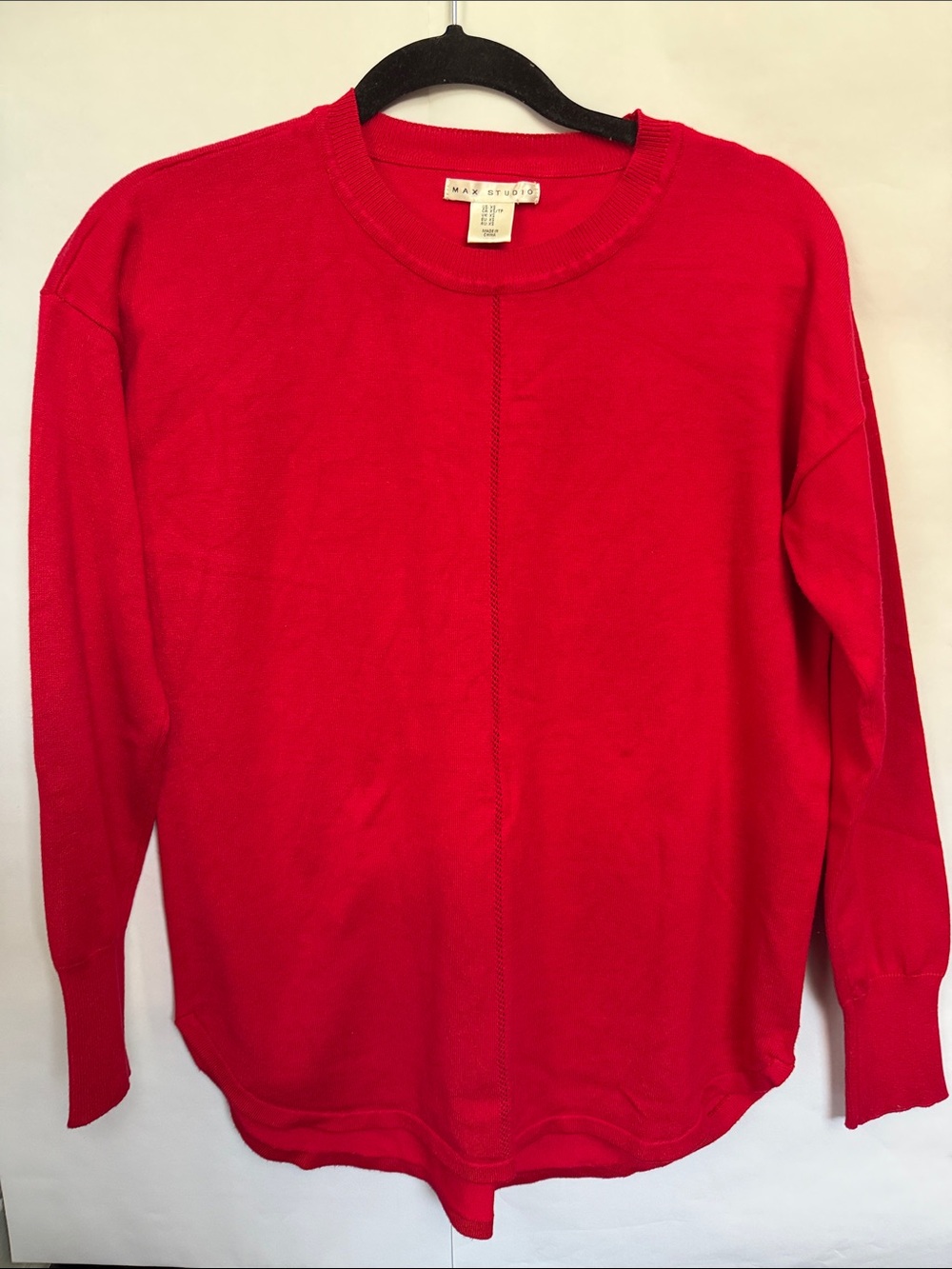 Max Studio Vibrant Red Long Sleeve Crew